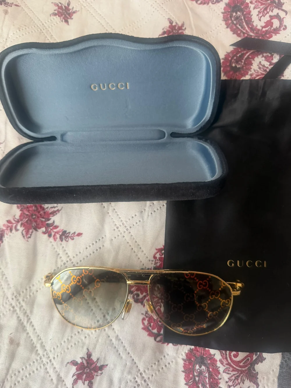Gucci Gold Aviator Sunglasses - Gold Frame, Brown Lenses